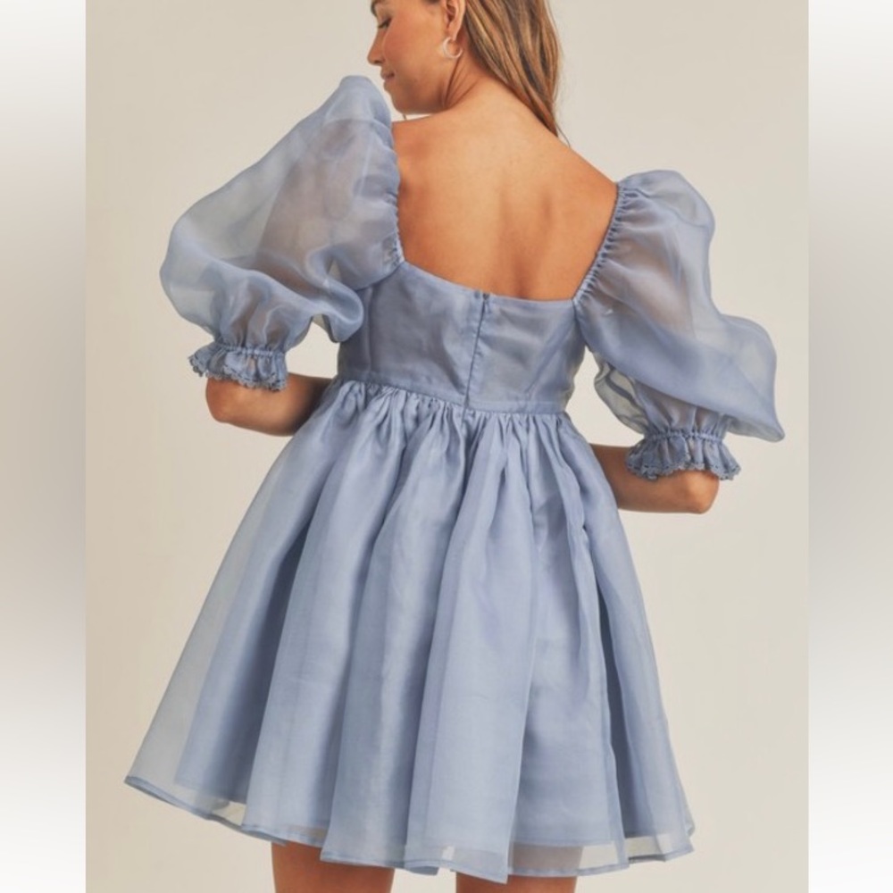 Tulle Puffy Babydoll Dress Blue - Picture 2 of 7